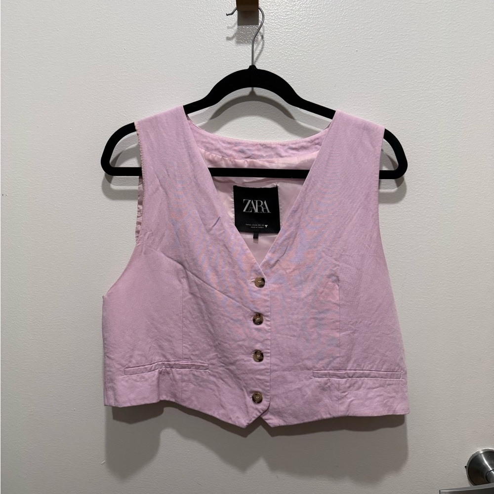Zara Light Pink Buttoned Women's Blouse